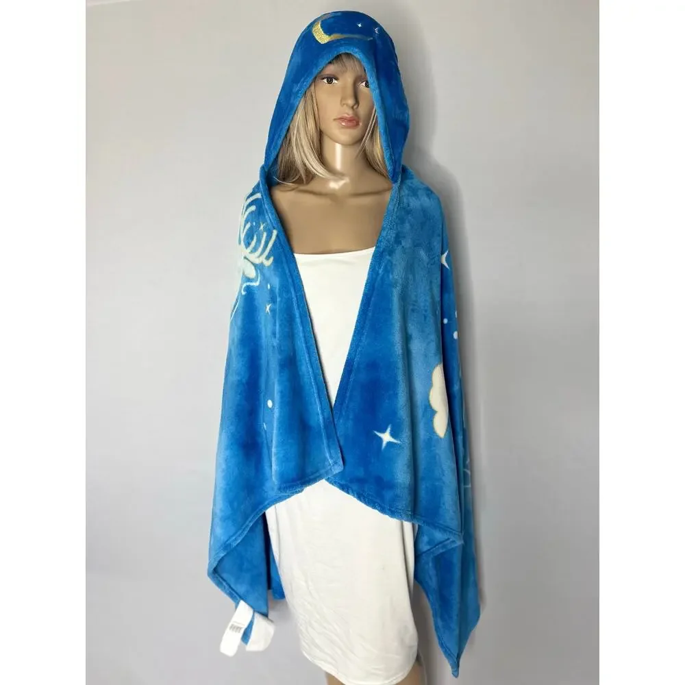 Harry Potter Expecto Patronum Hooded Wearable Blanket 40x72 Blue Wizarding World